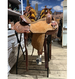 Twisted C Barrel Saddle Twisted C 15 Inch Full Quarter Flower Tooling And White Stitches