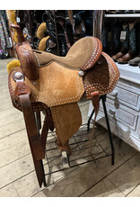 Twisted C Barrel Saddle Twisted C 15 Inch Full Quarter Flower Tooling And White Stitches