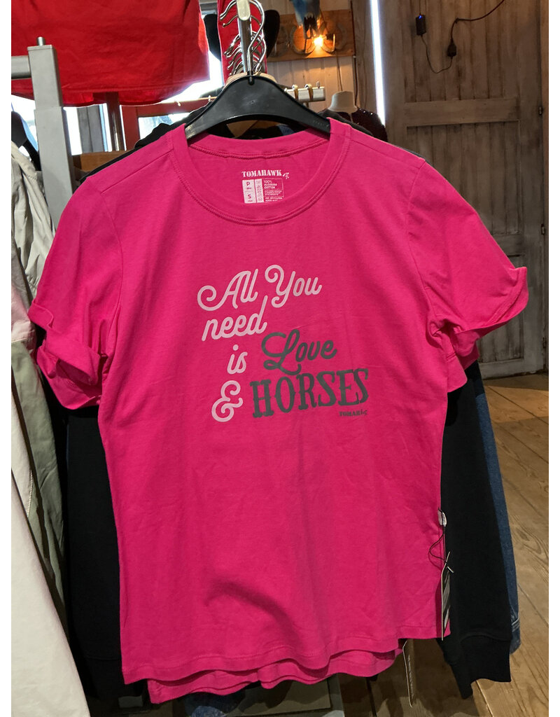 Tomahawk Tshirt Tomahawk Pink Love Horses Size S