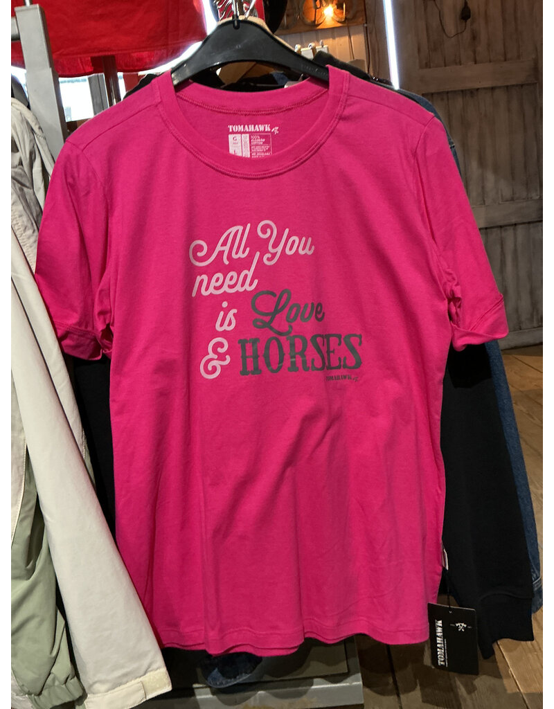 Tomahawk Tshirt Tomahawk Pink Love Horses Size L