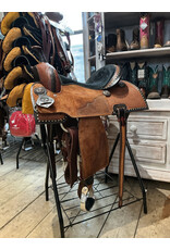 Twisted C Barrel Zadel Twisted C Basket tooled Black Seat White stitchings Square