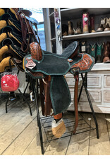 Twisted C Barrelzadel Twisted C Black With Teal Flower Concho