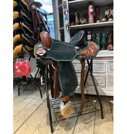 Twisted C Barrelzadel Twisted C Black With Teal Flower Concho