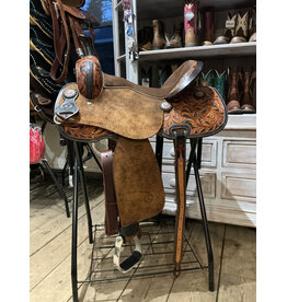 Twisted C Barrel Saddle Twisted C 15 Inch Full Quarter Chocolat Seat Flower Tooling