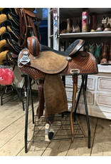 Twisted C Barrel Saddle Twisted C 15 INch Full Quarter Quare Basket Tooled Black Seat