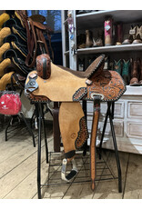 Twisted C Barrel Saddle Twisted C 15 Inch Full Quarter Chocolat Seat Natural leather Colour Tooled Details