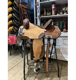 Twisted C Barrel Saddle Twisted C 15 Inch Full Quarter Chocolat Seat Natural leather Colour Tooled Details