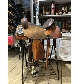 Twisted C Barrel Saddle Twisted C 15 Inch Full Quarter Square Basket tooling Chocolat Seat