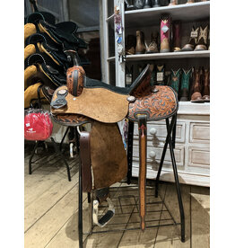 Twisted C Barrel Saddle Twisted C 15 Inch Full Quarter Black Seat chocolat fenders ,flower tooling