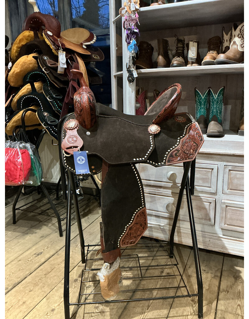Twisted C Twisted C Barrel Saddle Shannon Kerr Tree 15 inch Full Quarter chocolate dark brown