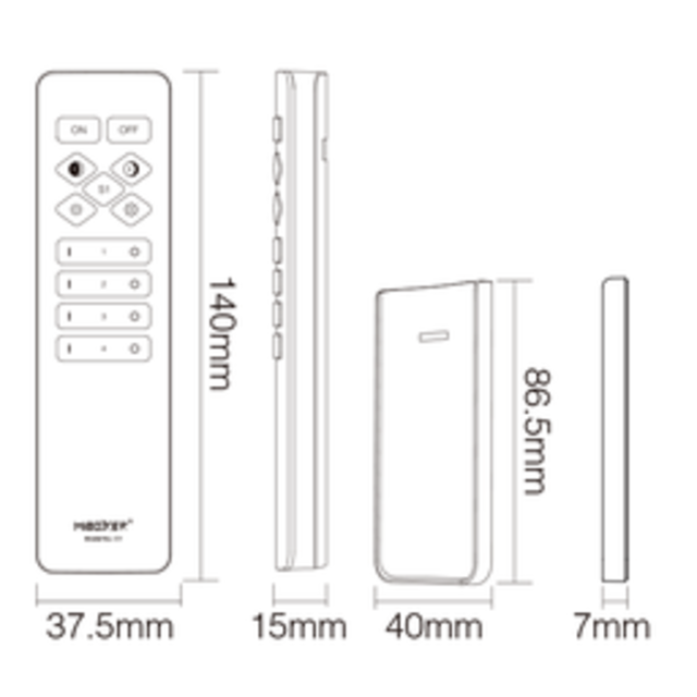 Design afstandsbediening voor enkel kleurige / Dual White / CCT voor LED sheets- 4 zone - Miboxer C1  WIT