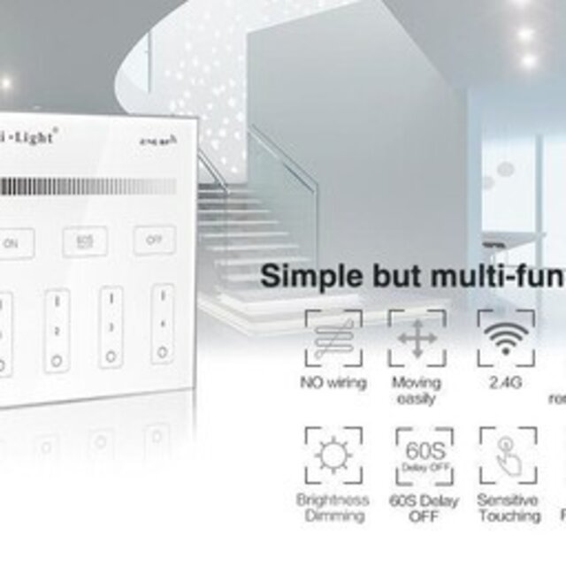 Zwarte LED sheets wanddimmer voor enkel kleurige LED – Draadloos - B1-B