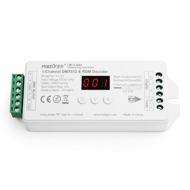 DMX Controller 512 1-Kanaal 12-24V MiBOXER D1-CX LED sheets