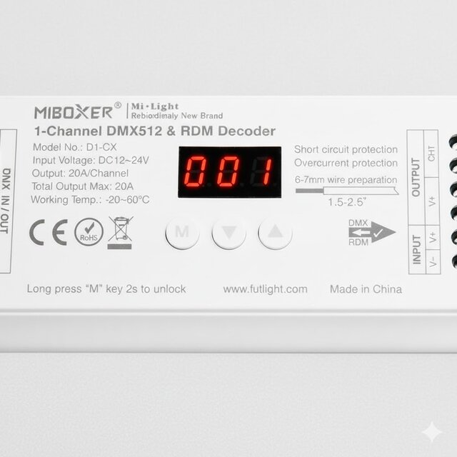 DMX Controller 512 1-Kanaal 12-24V MiBOXER D1-CX LED sheets