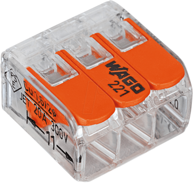 Lasklem voor 3 kabes - 3 draads - kabel splitter - WAGO