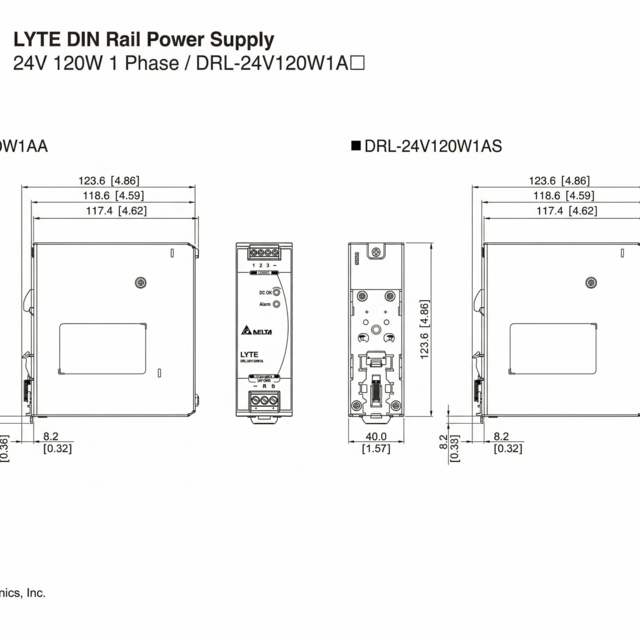 DIN Rail LED sheets voeding 120 watt 24 volt 10 Ampère - IP20 - DRL-24V120W1EN