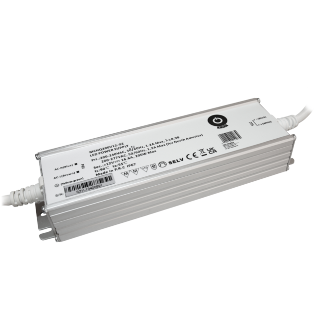 LED sheets driver 200 watt 24 volt 8,3 Ampère – IP67 waterdicht – MCHQ200V24-GE