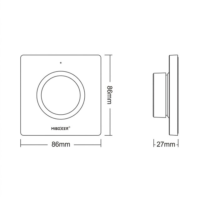 Zwarte LED sheets wanddimmer – Draadloos – Miboxer K1-B