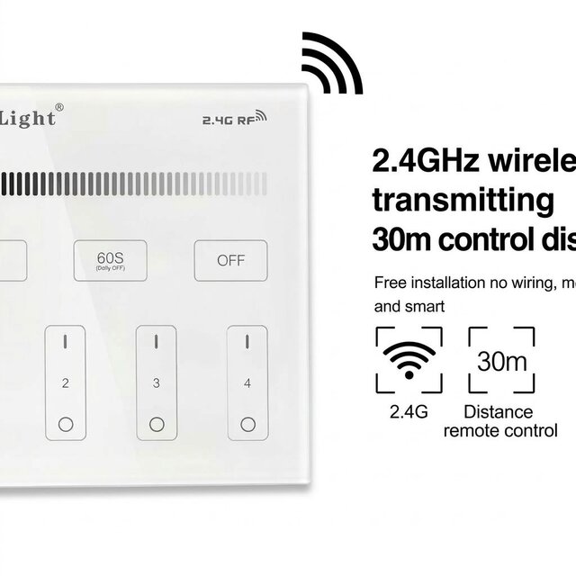 Zwarte LED sheets wanddimmer voor enkel kleurige LED – Draadloos - B1-B