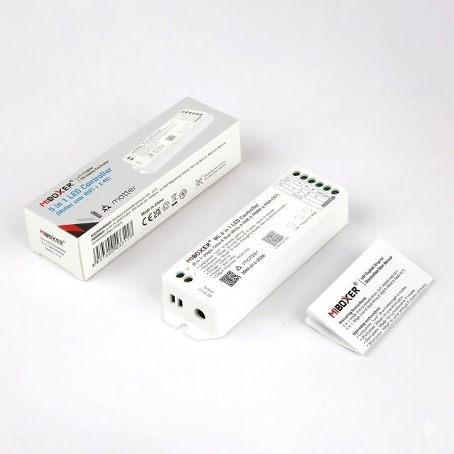 Matter over wifi LED controller 5 in 1 - voor Single Color/Dual White/RGB/RGBW/RGBWW/RGBCCT LED sheets12-24-48v - ML5