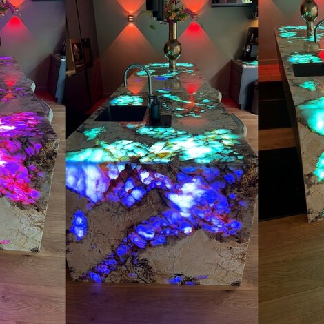 LED Sheet Natuursteen keuken verlicht in Boxmeer