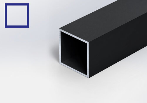 Schwarze Vierkantrohre von Aluminiumexperte.de - beschichtet in RAL 9004 oder 9005 (feinstruktur) - immer nach mass, direkt vom hersteller, schnell geliefert! 