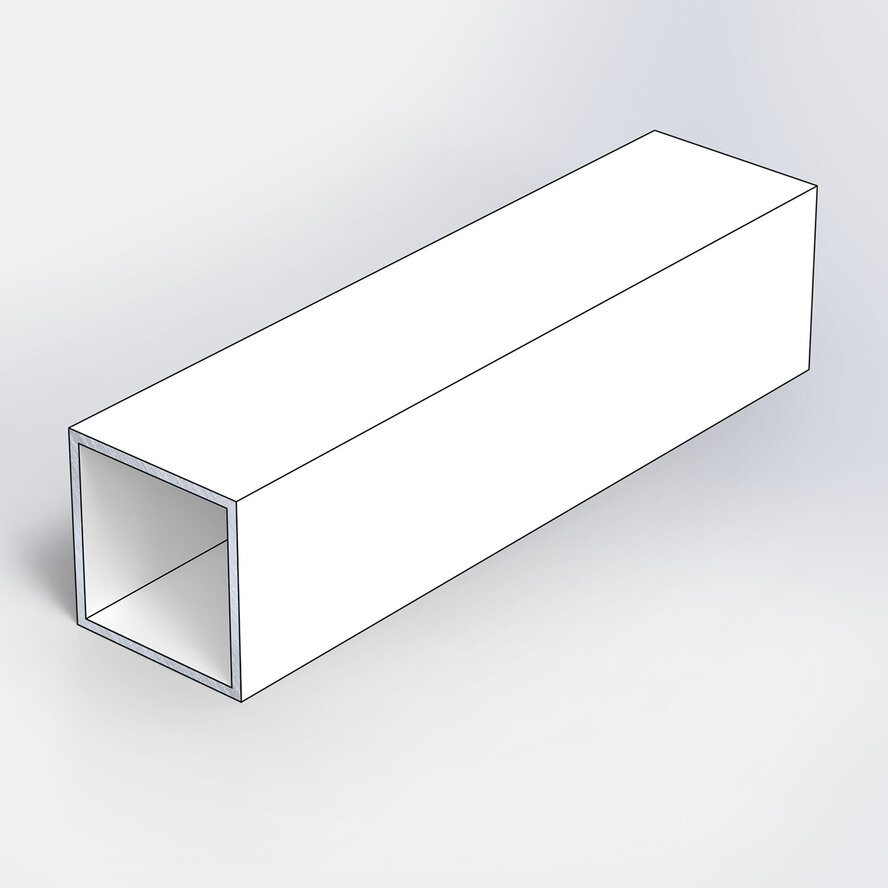 Alu Vierkantrohr - 25 x 25 x 3 mm - Aluminium 6060 T6 - pulverbeschichtet in RAL-Farbe nach Wunsch