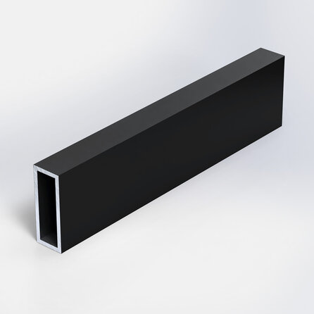 Alu Rechteckrohr schwarz - 40 x 20 x 2 mm - Aluminium 6060 T6 - pulverbeschichtet in RAL 9004 oder 9005