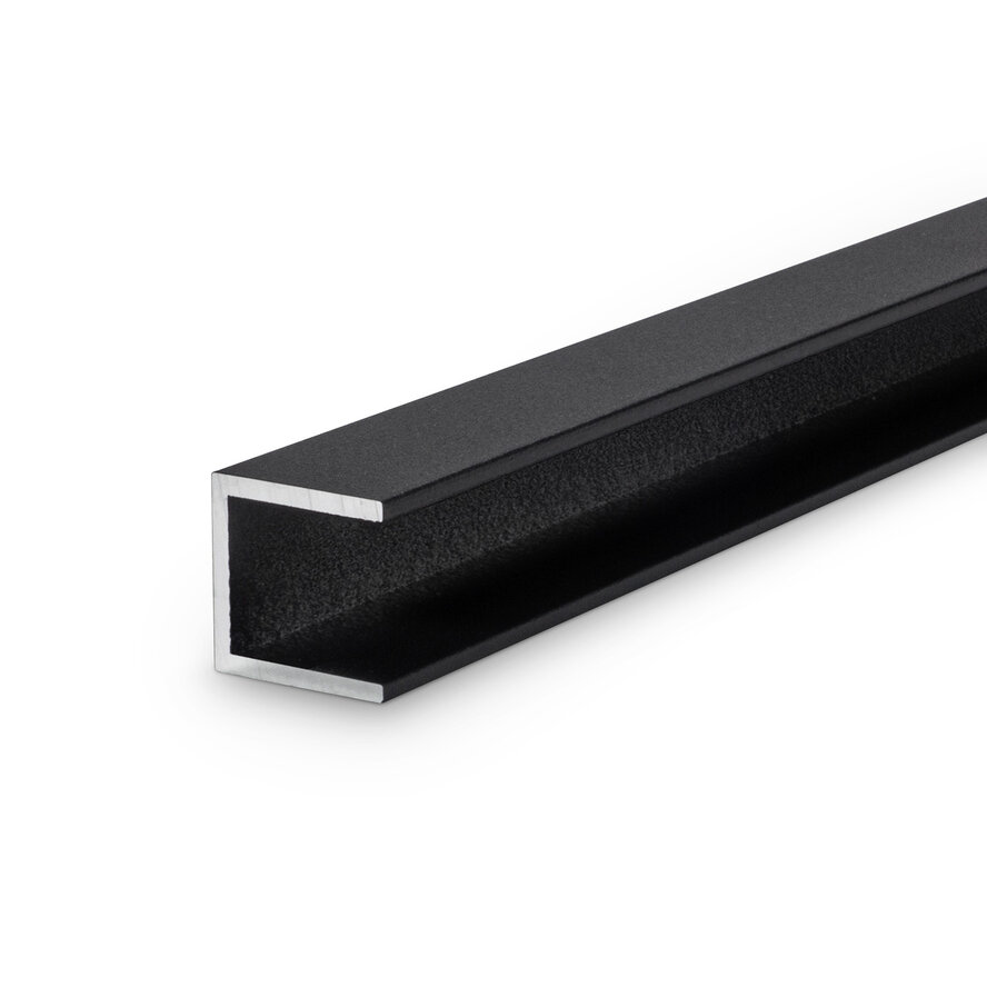 Alu U-Profil schwarz - 22 x 22 x 22 x 2 mm - Aluminium 6060 T6 - pulverbeschichtet in RAL 9004 oder 9005 - Alu-U-Profilleiste für Kantenschutz (Abschlussprofil)