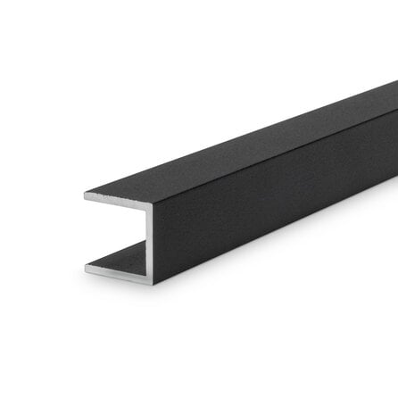Alu U-Profil schwarz - 22 x 22 x 22 x 2 mm - Aluminium 6060 T6 - pulverbeschichtet in RAL 9004 oder 9005 - Alu-U-Profilleiste für Kantenschutz (Abschlussprofil)