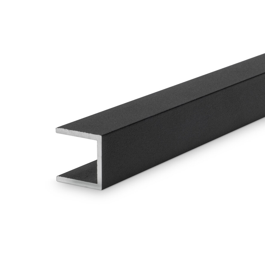 Alu U-Profil schwarz - 30 x 30 x 30 x 3 mm - Aluminium 6060 T6 - pulverbeschichtet in RAL 9004 oder 9005 - Alu-U-Profilleiste für Kantenschutz (Abschlussprofil)