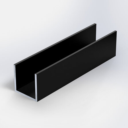 Alu U-Profil schwarz - 25 x 25 x 25 x 3 mm - Aluminium 6060 T6 - pulverbeschichtet in RAL 9004 oder 9005 - Alu-U-Profilleiste für Kantenschutz (Abschlussprofil)
