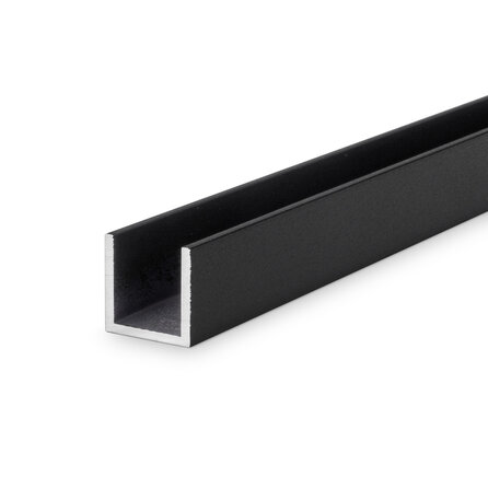 Alu U-Profil schwarz - 30 x 30 x 30 x 2 mm - Aluminium 6060 T6 - pulverbeschichtet in RAL 9004 oder 9005 - Alu-U-Profilleiste für Kantenschutz (Abschlussprofil)