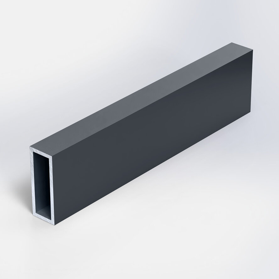 Alu Rechteckrohr anthrazit - 30 x 15 x 2 mm - Aluminium 6060 T6 - pulverbeschichtet in RAL 7016 oder 7021 Alu Rechteckrohr anthrazit - 30 x 15 x 2 mm - Aluminium 6060 T6 - pulverbeschichtet in RAL 7016 oder 7021