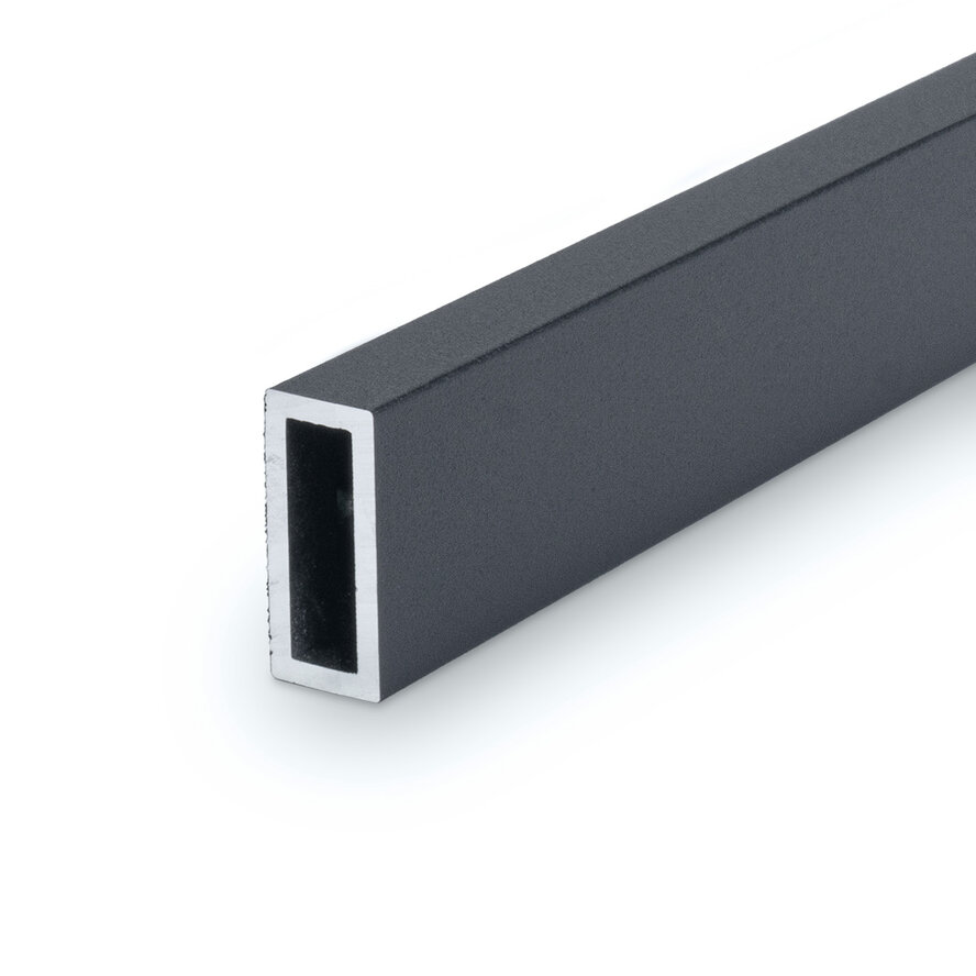 Alu Rechteckrohr anthrazit - 40 x 15 x 2 mm - Aluminium 6060 T6 - pulverbeschichtet in RAL 7016 oder 7021