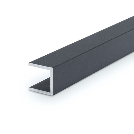 Alu U-Profil anthrazit - 25 x 25 x 25 x 2 mm - Aluminium 6060 T6 - pulverbeschichtet in RAL 7016 oder 7021 - Alu-U-Profilleiste für Kantenschutz (Abschlussleiste / Abdeckprofil)