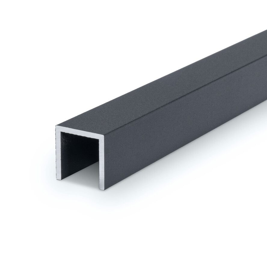 Alu U-Profil anthrazit - 40 x 20 x 40 x 2 mm - Aluminium 6060 T6 - pulverbeschichtet in RAL 7016 oder 7021 - Alu-U-Profilleiste für Kantenschutz (Abschlussleiste / Abdeckprofil)