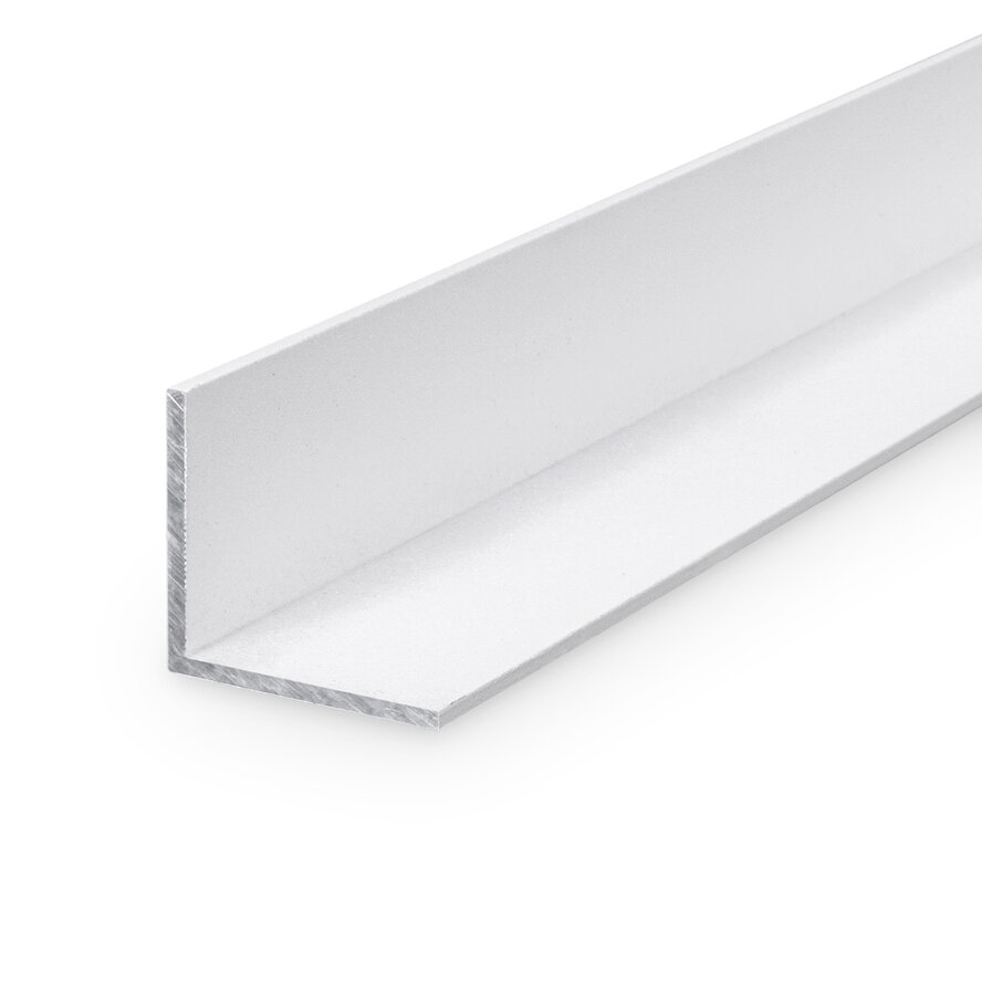 Alu winkelprofil weiß - 45 x 45 x 2 mm - Aluminium 6060 T6 - pulverbeschichtet in RAL 9001, 9010 oder 9016 - Eckleiste / Winkelleiste (für Kantenschutz / Abschluss / Abdeckung)