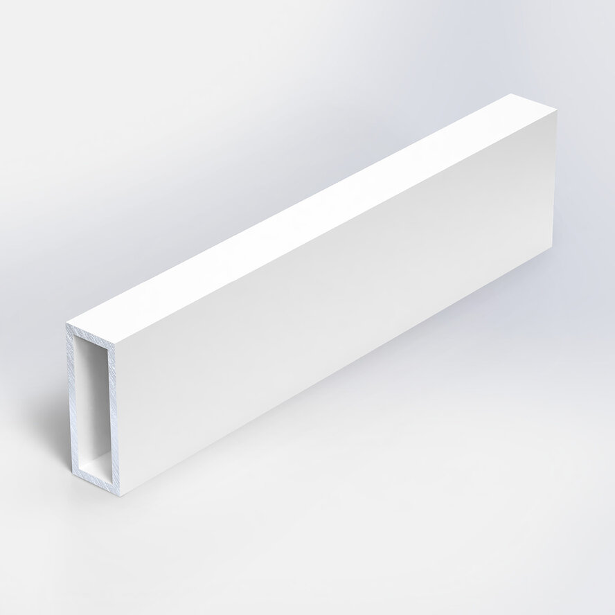 Alu Rechteckrohr weiß - 40 x 20 x 2 mm mm - Aluminium 6060 T6 - pulverbeschichtet in RAL 9001, 9010 oder 9016 Alu Rechteckrohr weiß - 40 x 20 x 2 mm mm - Aluminium 6060 T6 - pulverbeschichtet in RAL 9001, 9010 oder 9016