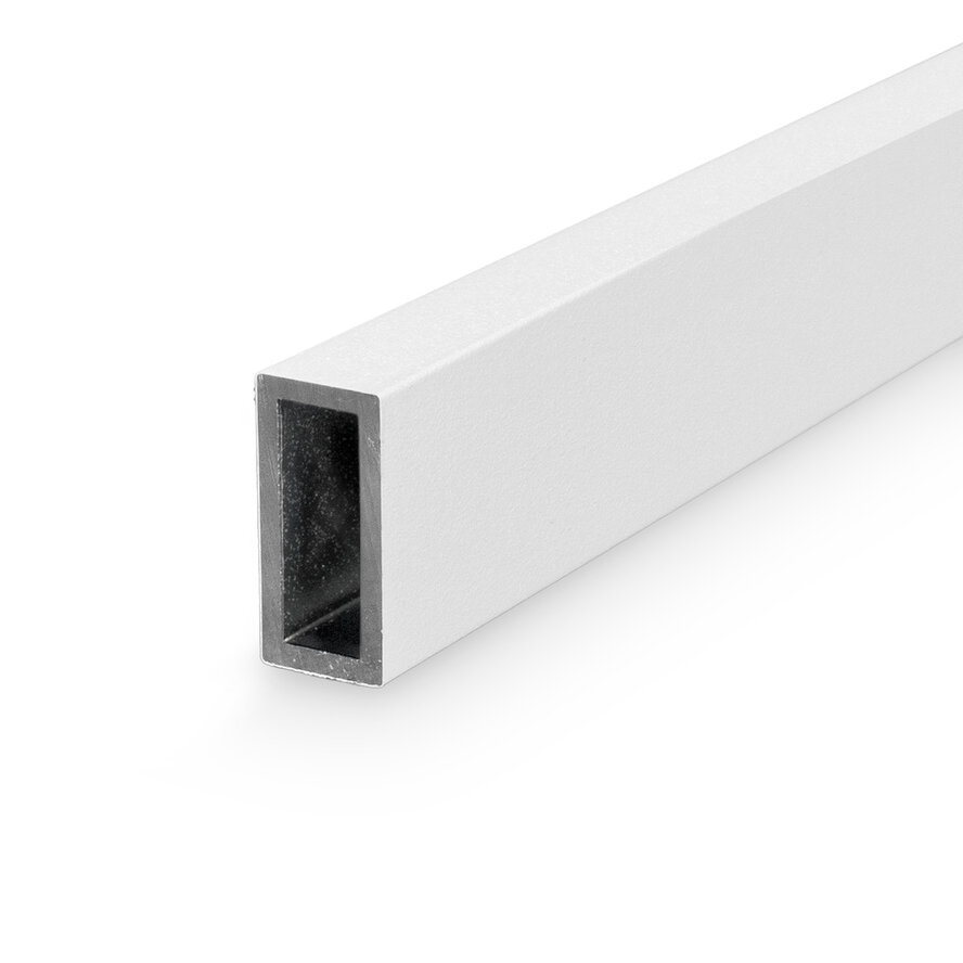 Alu Rechteckrohr weiß - 40 x 15 x 2 mm mm - Aluminium 6060 T6 - pulverbeschichtet in RAL 9001, 9010 oder 9016 Alu Rechteckrohr weiß - 40 x 15 x 2 mm mm - Aluminium 6060 T6 - pulverbeschichtet in RAL 9001, 9010 oder 9016