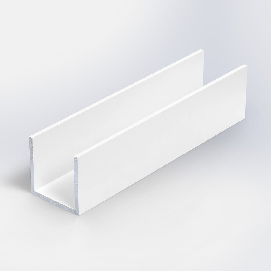 Alu U-Profil weiß - 22 x 22 x 22 x 2 mm - Aluminium 6060 T6 - pulverbeschichtet in RAL 9001, 9010 oder 9016 - Alu-U-Profilleiste für Kantenschutz (Abschlussprofil)