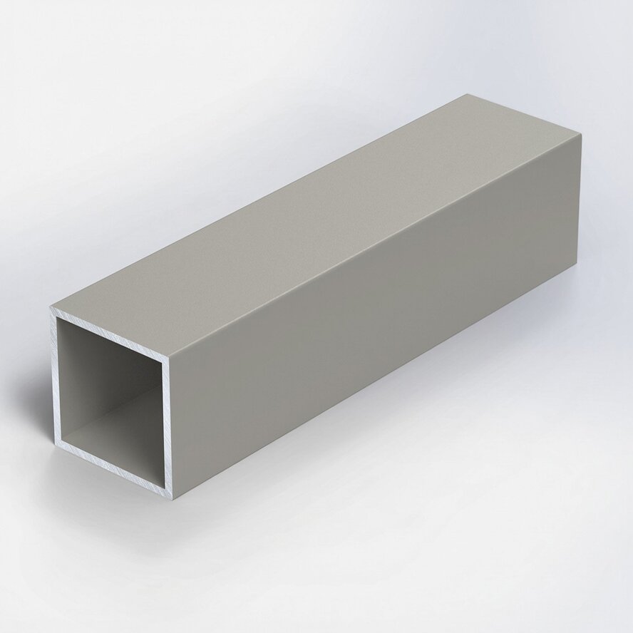 Alu Vierkantrohr grau - 25 x 25 x 3 mm - Aluminium 6060 T6 - pulverbeschichtet in RAL 7030, 7044, 1019 oder 9002 Alu Vierkantrohr grau - 25 x 25 x 3 mm - Aluminium 6060 T6 - pulverbeschichtet in RAL 7030, 7044, 1019 oder 9002