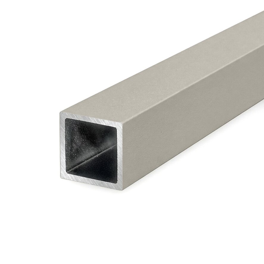 Alu Vierkantrohr grau - 40 x 40 x 3 mm - Aluminium 6060 T6 - pulverbeschichtet in RAL 7030, 7044, 1019 oder 9002 Alu Vierkantrohr grau - 40 x 40 x 3 mm - Aluminium 6060 T6 - pulverbeschichtet in RAL 7030, 7044, 1019 oder 9002
