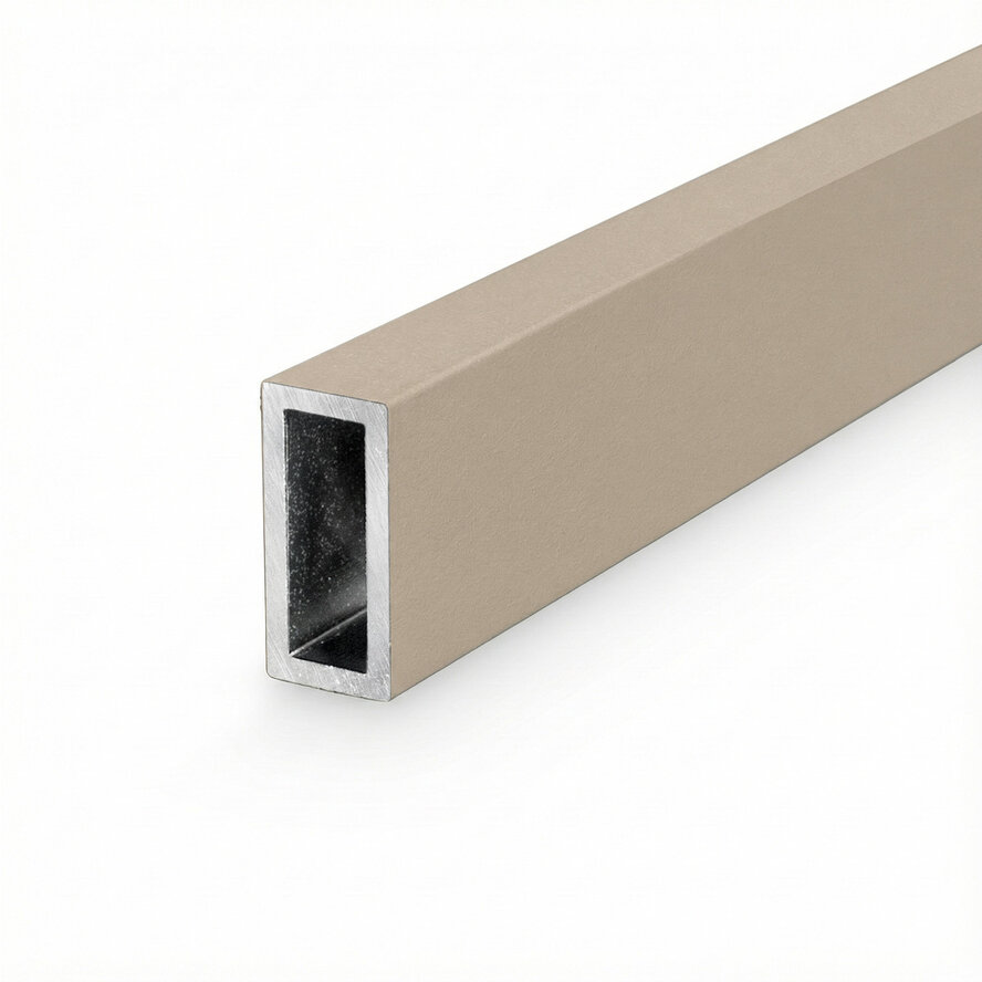 Alu Rechteckrohr grau - 25 x 15 x 2 mm mm - Aluminium 6060 T6 - pulverbeschichtet in RAL 7030, 7044, 1019 oder 9002