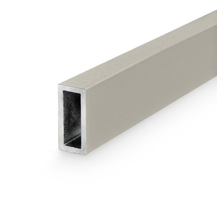 Alu Rechteckrohr grau - 30 x 15 x 2 mm mm - Aluminium 6060 T6 - pulverbeschichtet in RAL 7030, 7044, 1019 oder 9002