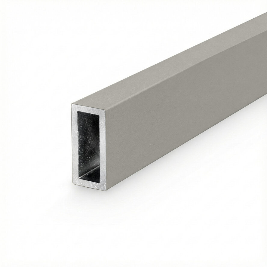Alu Rechteckrohr grau - 30 x 20 x 2 mm mm - Aluminium 6060 T6 - pulverbeschichtet in RAL 7030, 7044, 1019 oder 9002 Alu Rechteckrohr grau - 30 x 20 x 2 mm mm - Aluminium 6060 T6 - pulverbeschichtet in RAL 7030, 7044, 1019 oder 9002