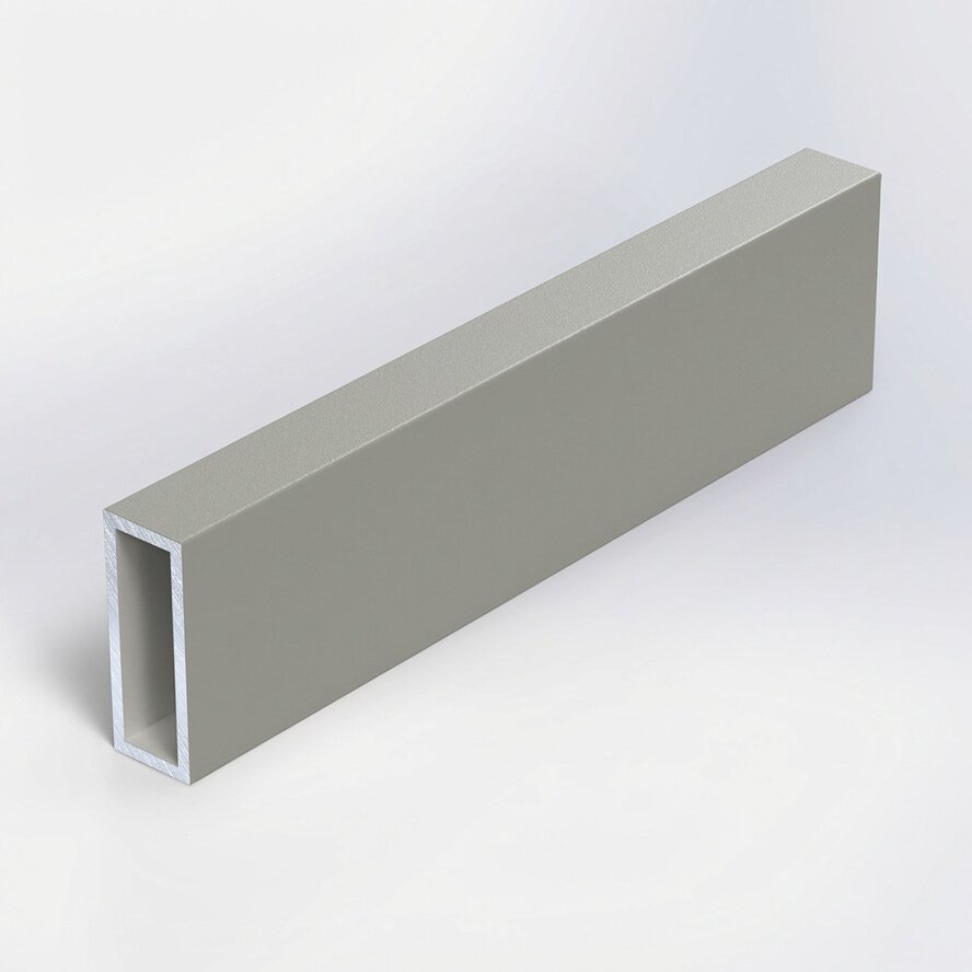 Alu Rechteckrohr grau - 40 x 25 x 2 mm mm - Aluminium 6060 T6 - pulverbeschichtet in RAL 7030, 7044, 1019 oder 9002 Alu Rechteckrohr grau - 40 x 25 x 2 mm mm - Aluminium 6060 T6 - pulverbeschichtet in RAL 7030, 7044, 1019 oder 9002