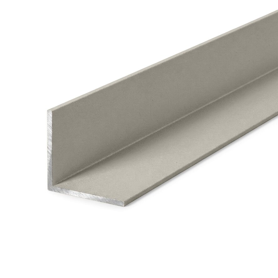 Alu Winkelprofil grau - 45 x 45 x 2 mm - Aluminium 6060 T6 - pulverbeschichtet in RAL 7030, 7044, 1019 oder 9002 - Eckleiste / Winkelleiste (für Kantenschutz / Abschluss / Abdeckung)