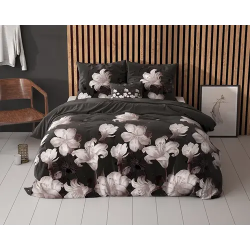 Sleeptime Dekbedovertrek Dark Flower Zwart Sleeptime Dekbedovertrek Dark Flower Zwart