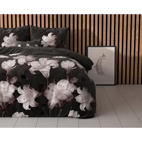 Sleeptime Dekbedovertrek Dark Flower Zwart Sleeptime Dekbedovertrek Dark Flower Zwart